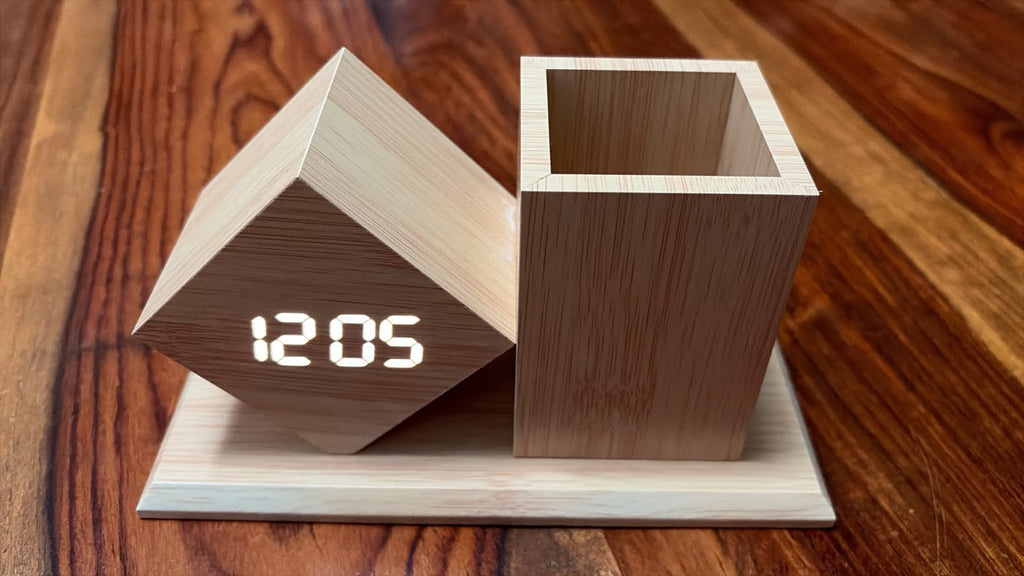 Wooden Desk Clock with Temperature Display — corporate gift by Veloura Gifting