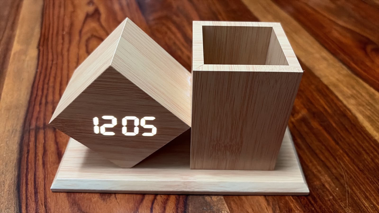 Wooden Desk Clock with Temperature Display — corporate gift by Veloura Gifting