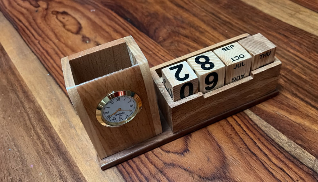 Wooden Desk Organizer with Calendar — corporate gift by Veloura Gifting