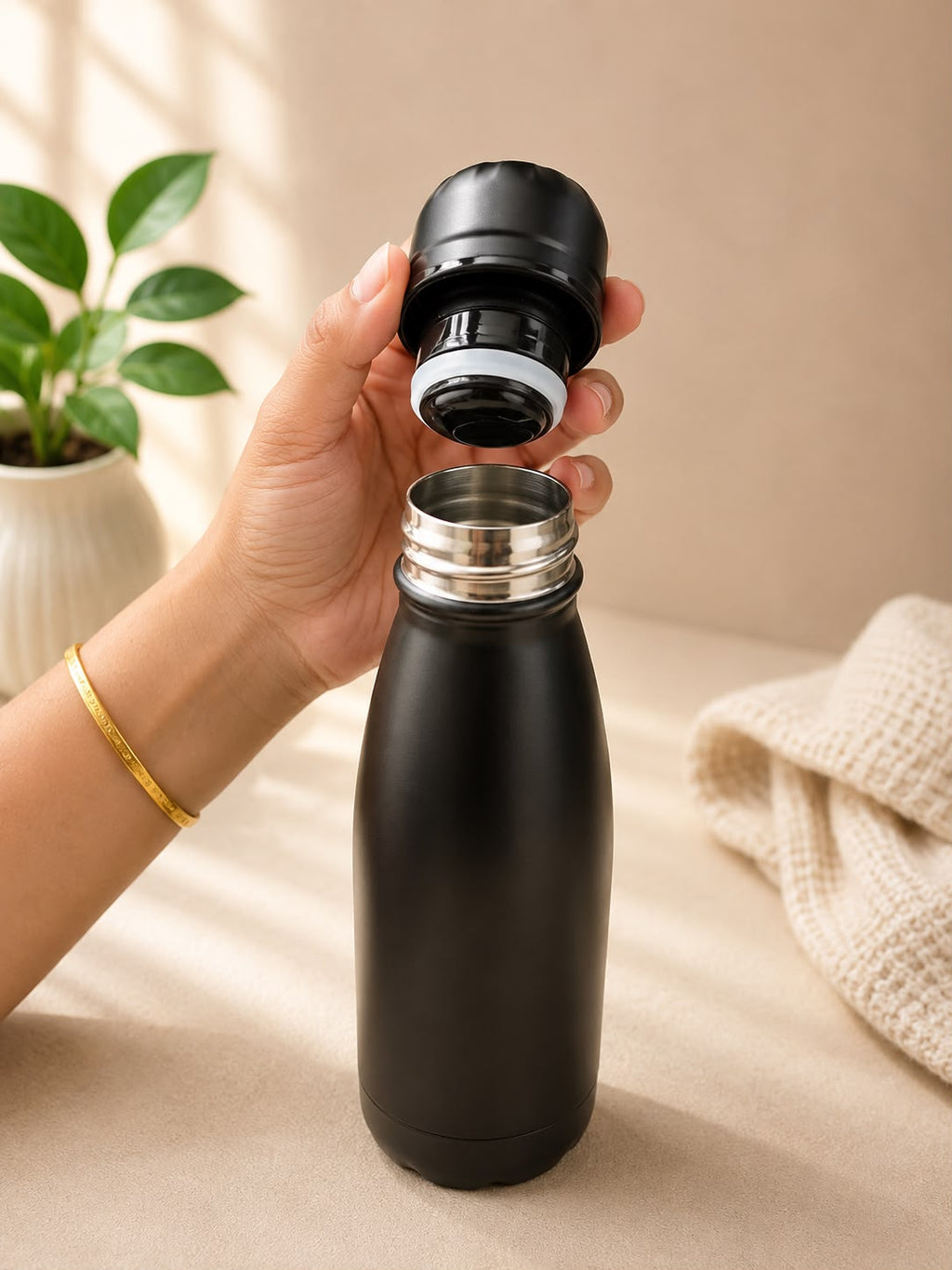 Wood finish water steel bottle