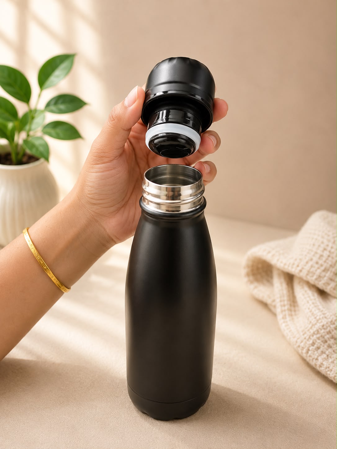 Wood finish water steel bottle