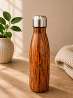 Wood finish water steel bottle