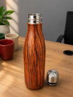 Wood finish water steel bottle