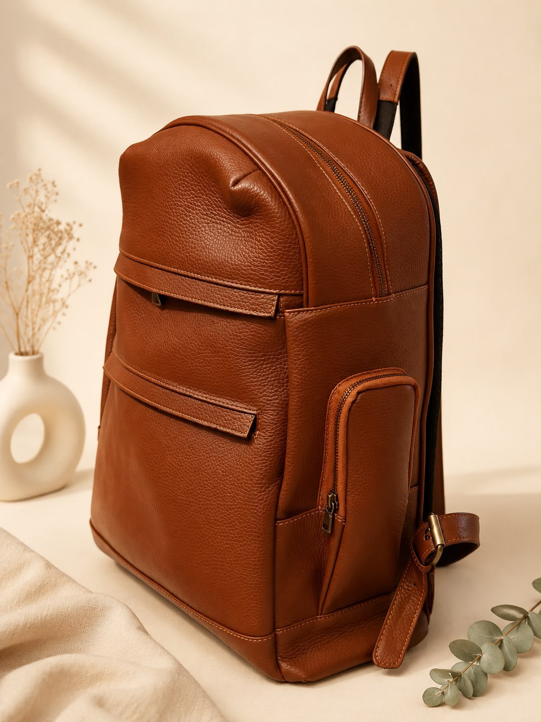 Pure leather back pack
