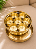 Brass Mini Masala Box open with seven bowls, corporate gift by Veloura Gifting