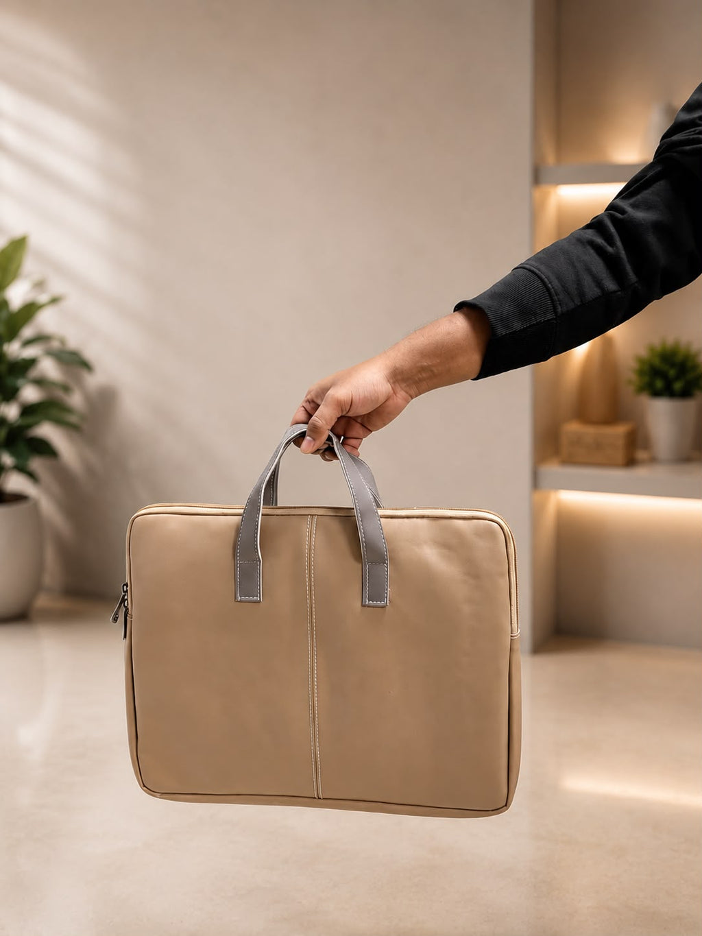 Beige Nylon Laptop Bag, corporate gift by Veloura Gifting
