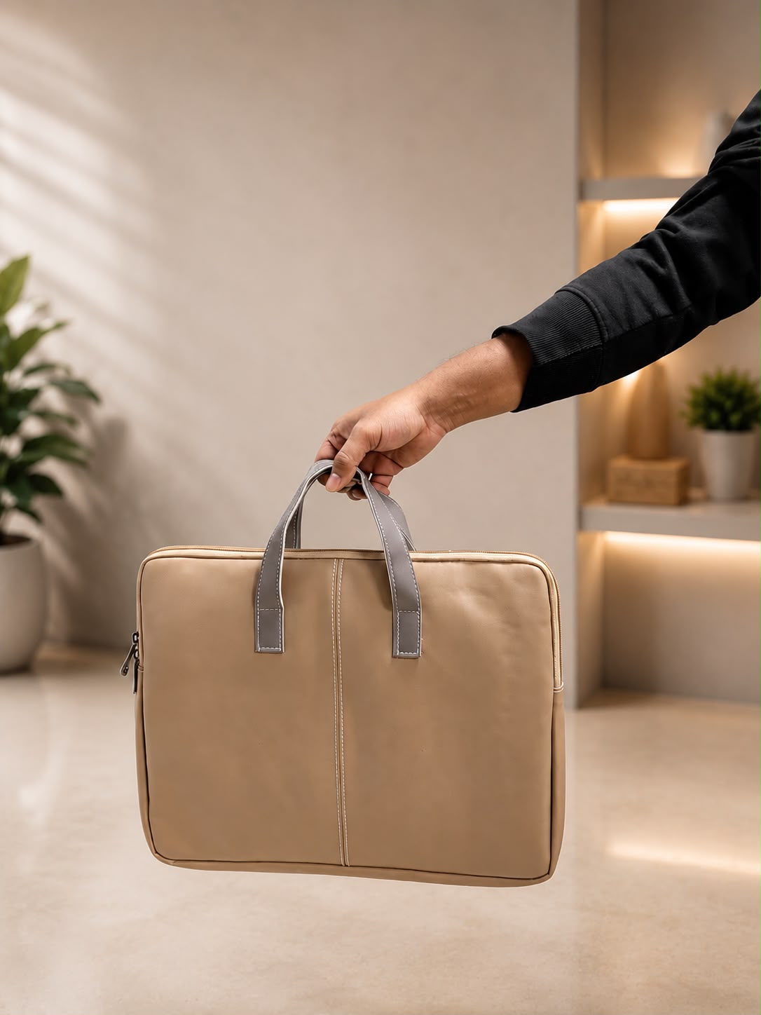 Beige Nylon Laptop Bag, corporate gift by Veloura Gifting