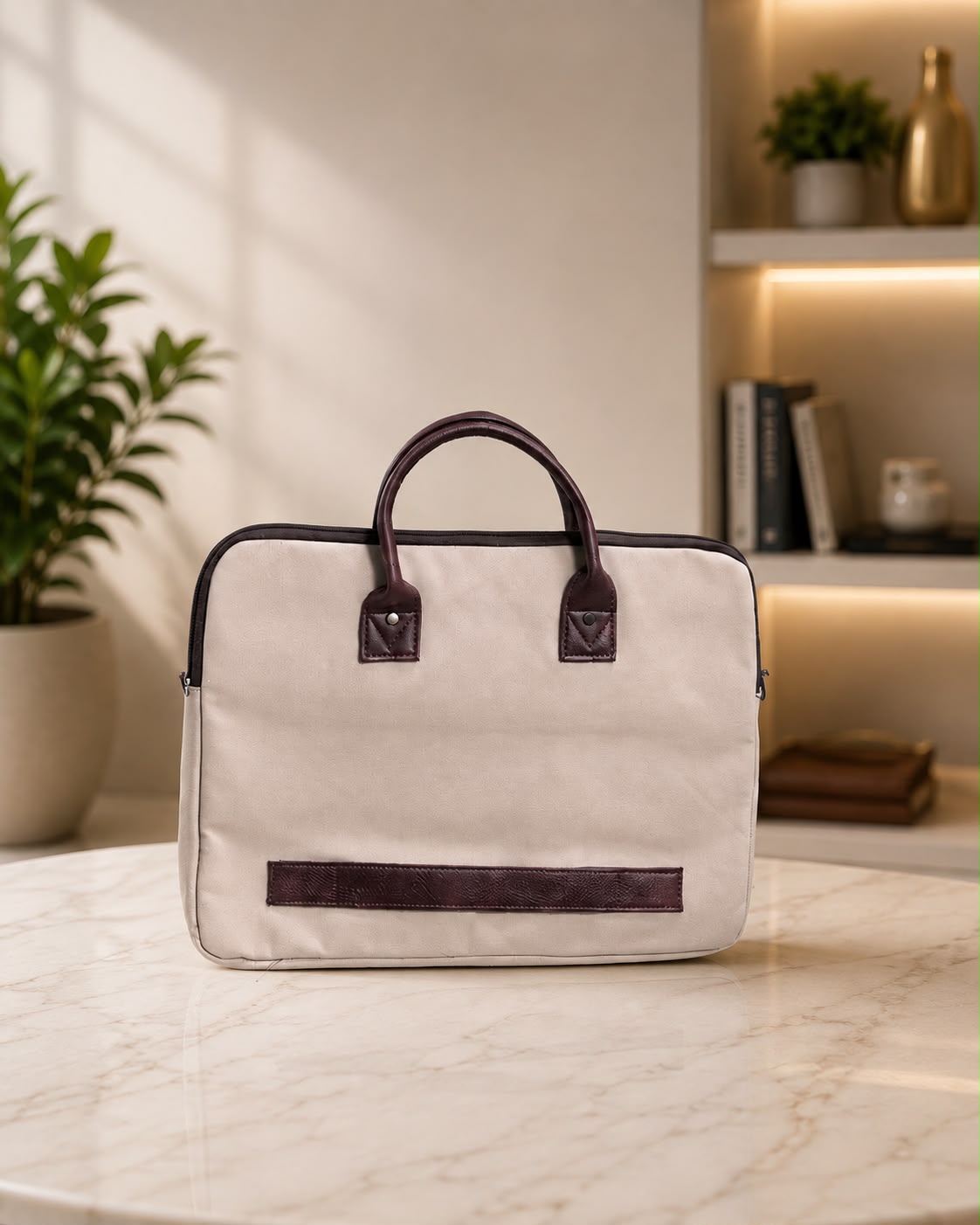 Ivory Canvas Laptop Bag, corporate gift by Veloura Gifting