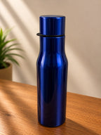 Navy Steel Water Bottle with cup cap, corporate gift by Veloura Gifting