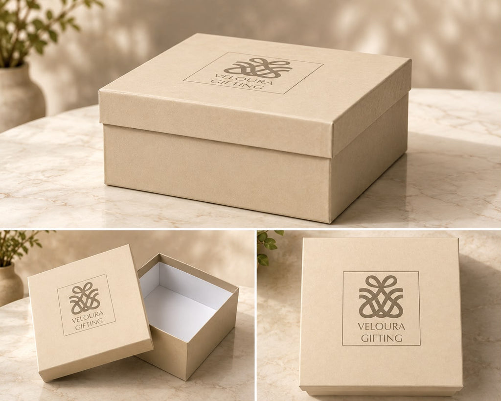 Branded Gift Box colour options, corporate gift by Veloura Gifting