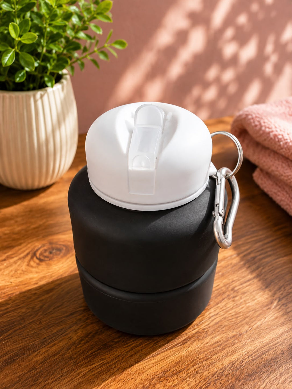 Black Foldable Water Bottle, corporate gift by Veloura Gifting