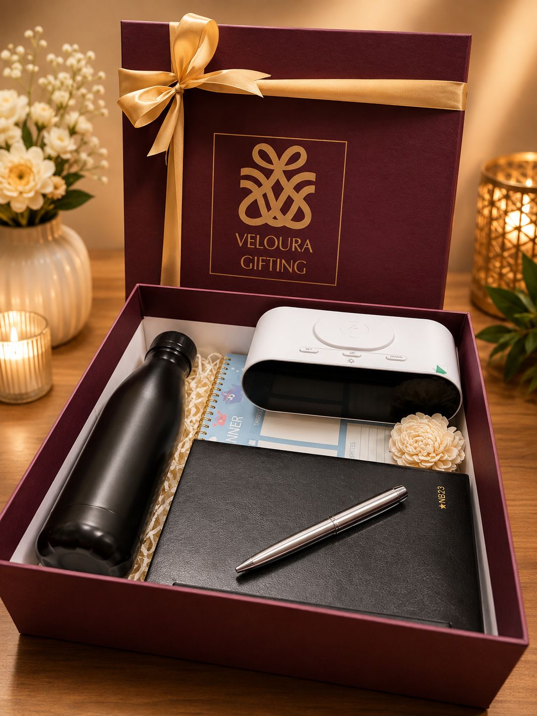 The BOSS Hamper contents, corporate gift by Veloura Gifting