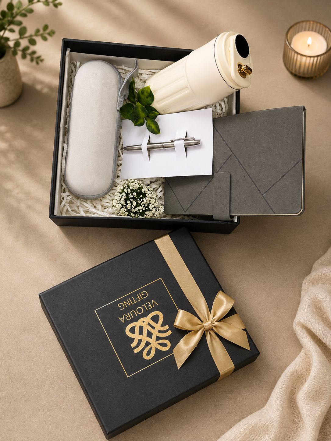 The Grandeur Collection Hamper contents, corporate gift by Veloura Gifting