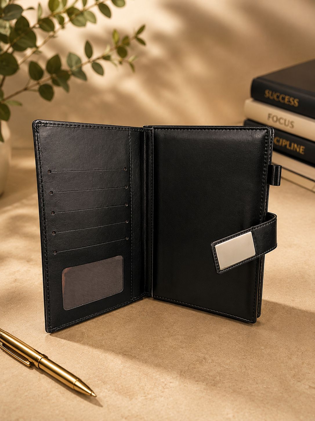 Leather Journal open pages, corporate gift by Veloura Gifting