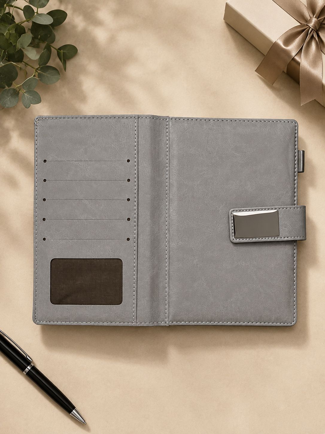 Leather Diary open pages, corporate gift by Veloura Gifting