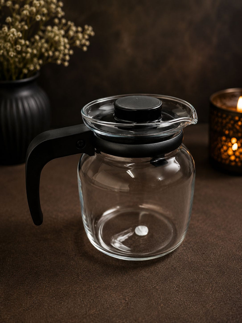 Carafe with filter lid pour spout, glass carafe by Veloura Gifting