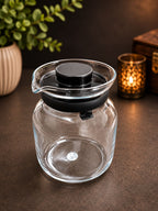 Carafe with filter lid handle detail, glass carafe by Veloura Gifting