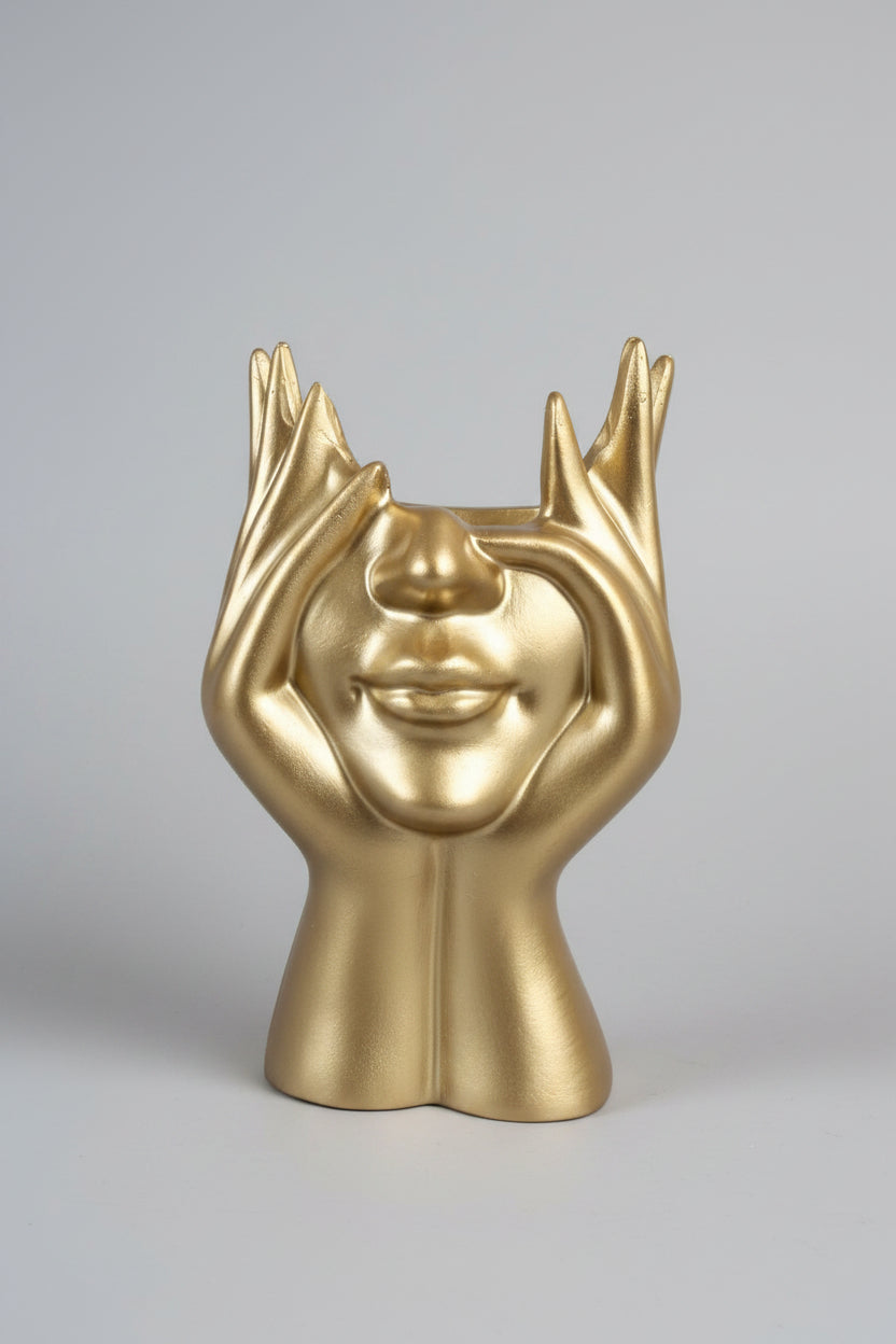 Golden Abstract Face Vase — corporate gift by Veloura Gifting