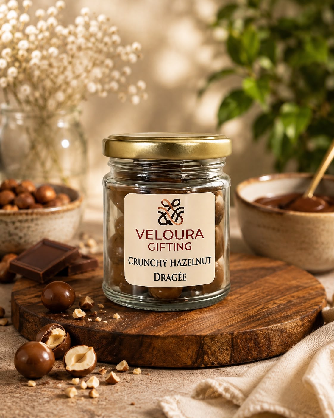 Crunchy Hazelnut Dragee, Veloura Gifting gourmet jar