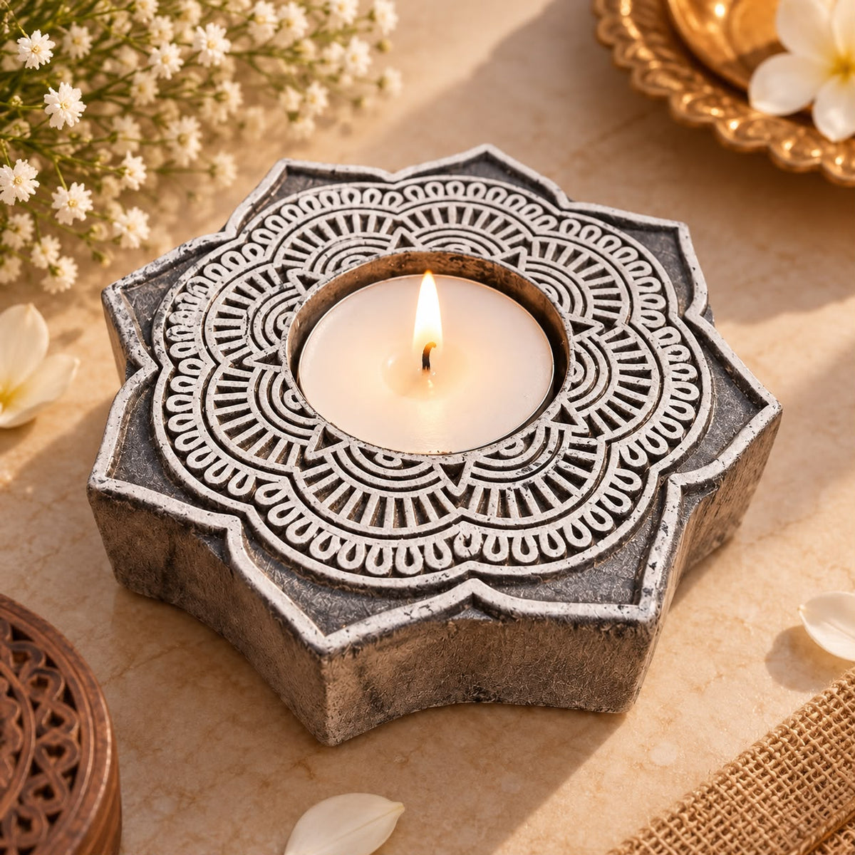 Handcrafted wooden candle holder | Veloura Gifting