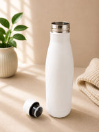 Wood Finish Water Steel Bottle, White